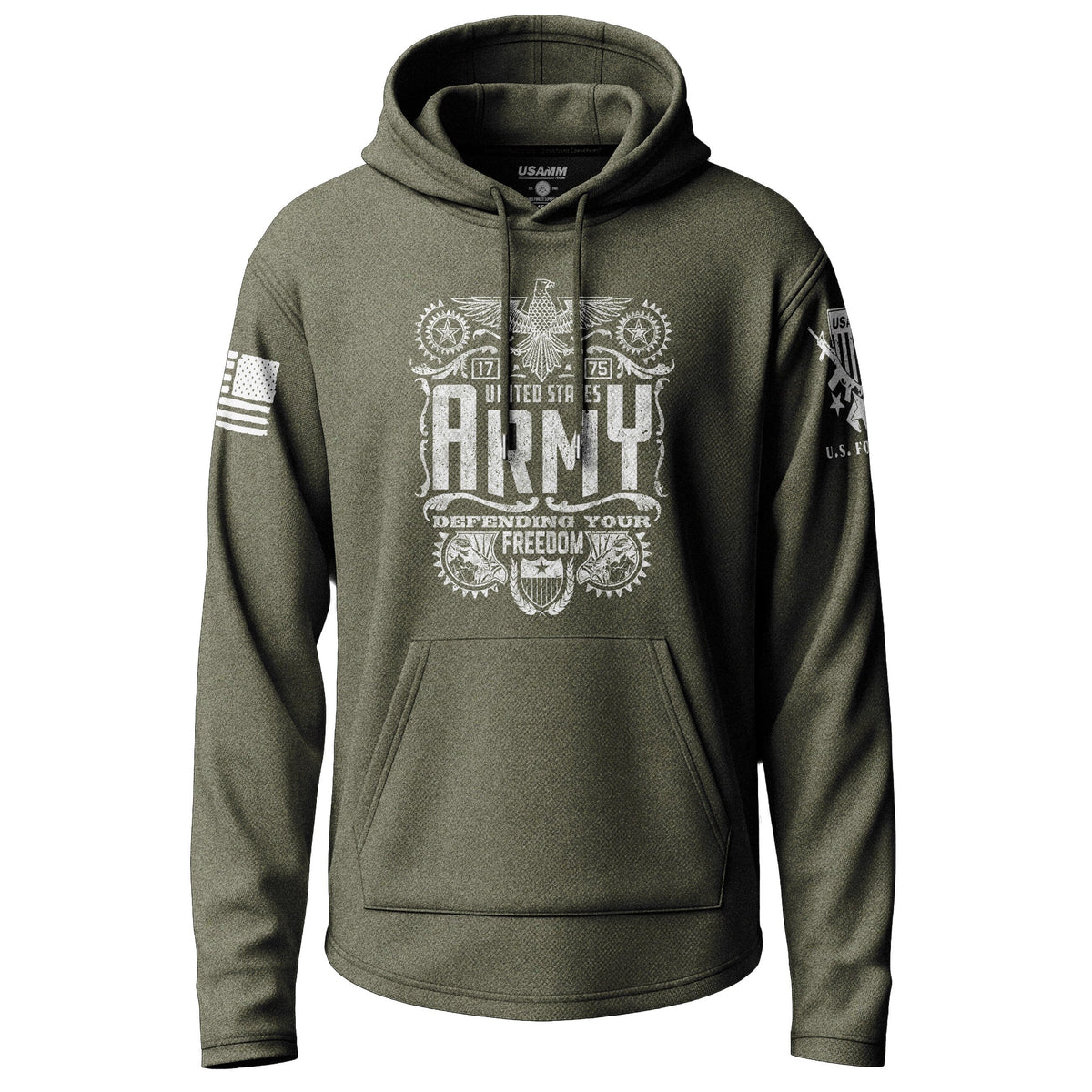 Army Grunge Graphic Black and White Lightweight Hoodie Lightweight Hoodie 90123-S-MG-THIN