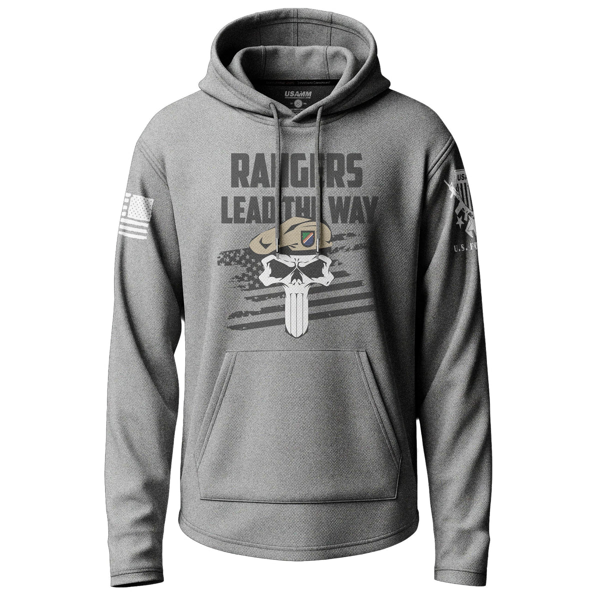 Army Rangers Lead the Way Skull Graphic Lightweight Hoodie Lightweight Hoodie 90125-S-HG-THIN