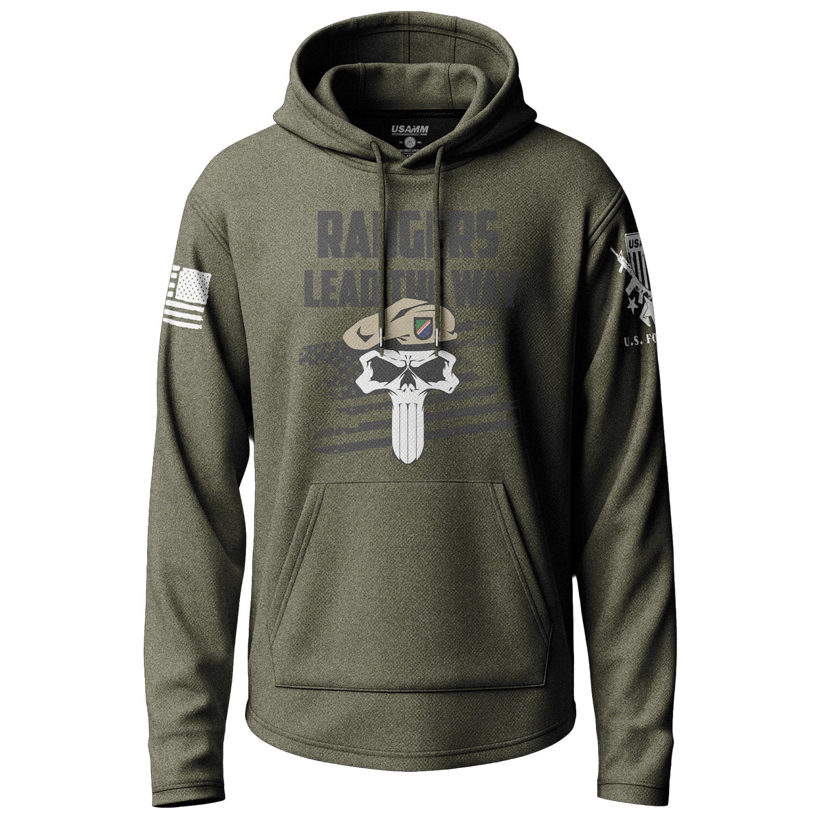 Army Rangers Lead the Way Skull Graphic Lightweight Hoodie Lightweight Hoodie 90125-S-MG-THIN