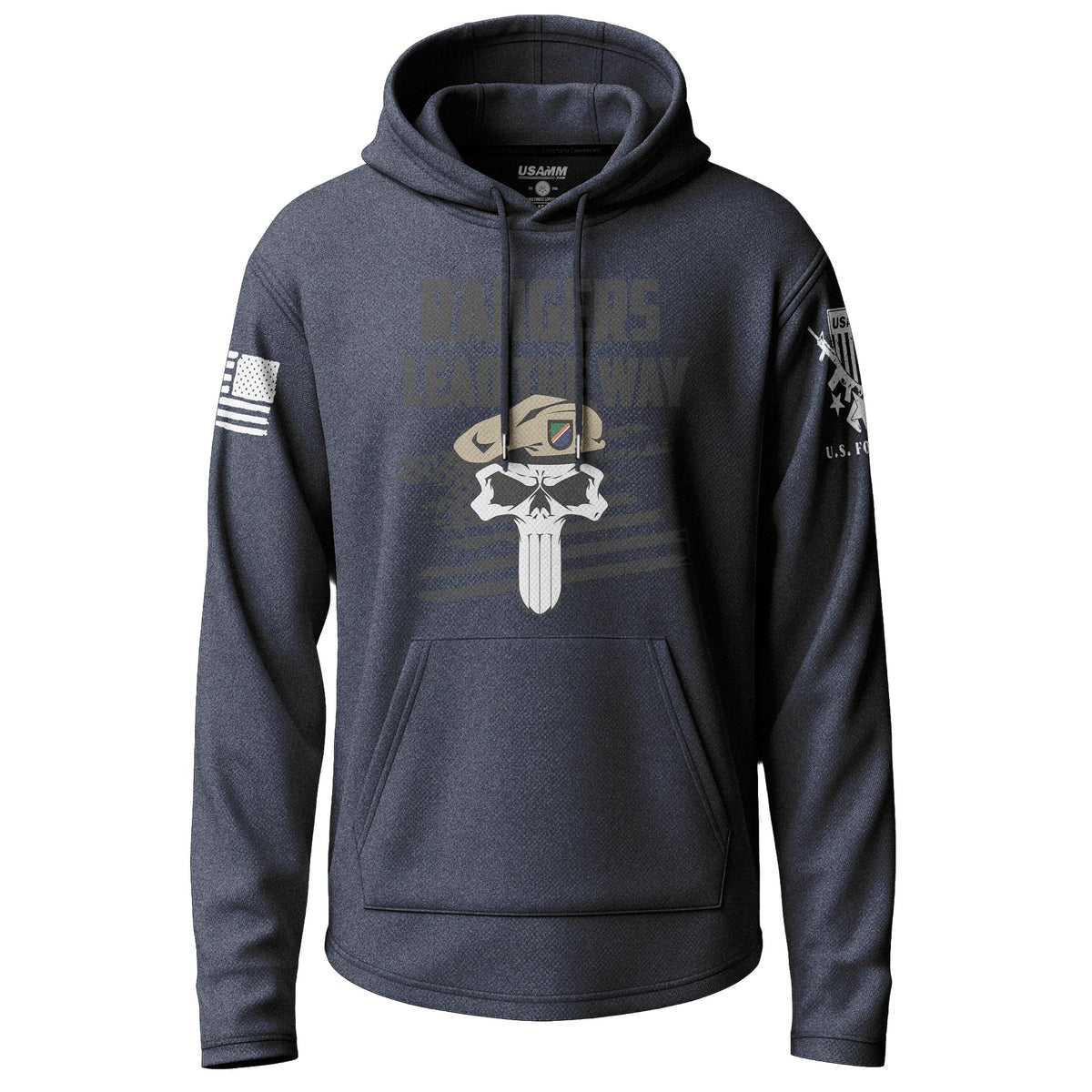 Army Rangers Lead the Way Skull Graphic Lightweight Hoodie Lightweight Hoodie 90125-S-NAVY-THIN
