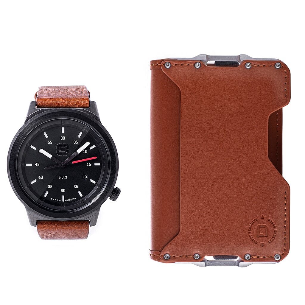 DANGO WATCH & WALLET BUNDLE Dapper Watch & D03 Whiskey Brown USAMM
