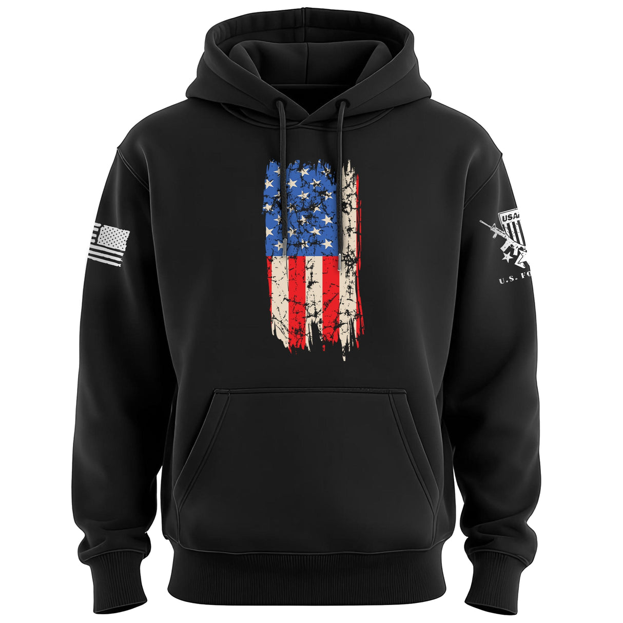 Distressed Vertical US Flag Hoodie Hoodies 