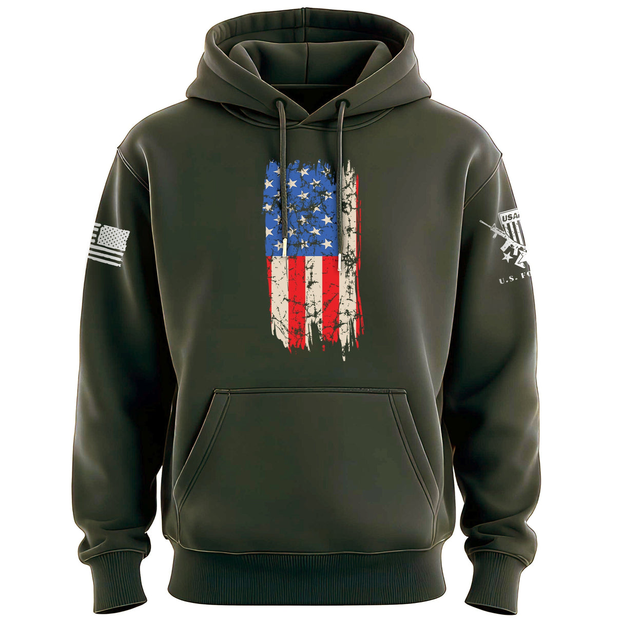 Distressed Vertical US Flag Hoodie Hoodies 