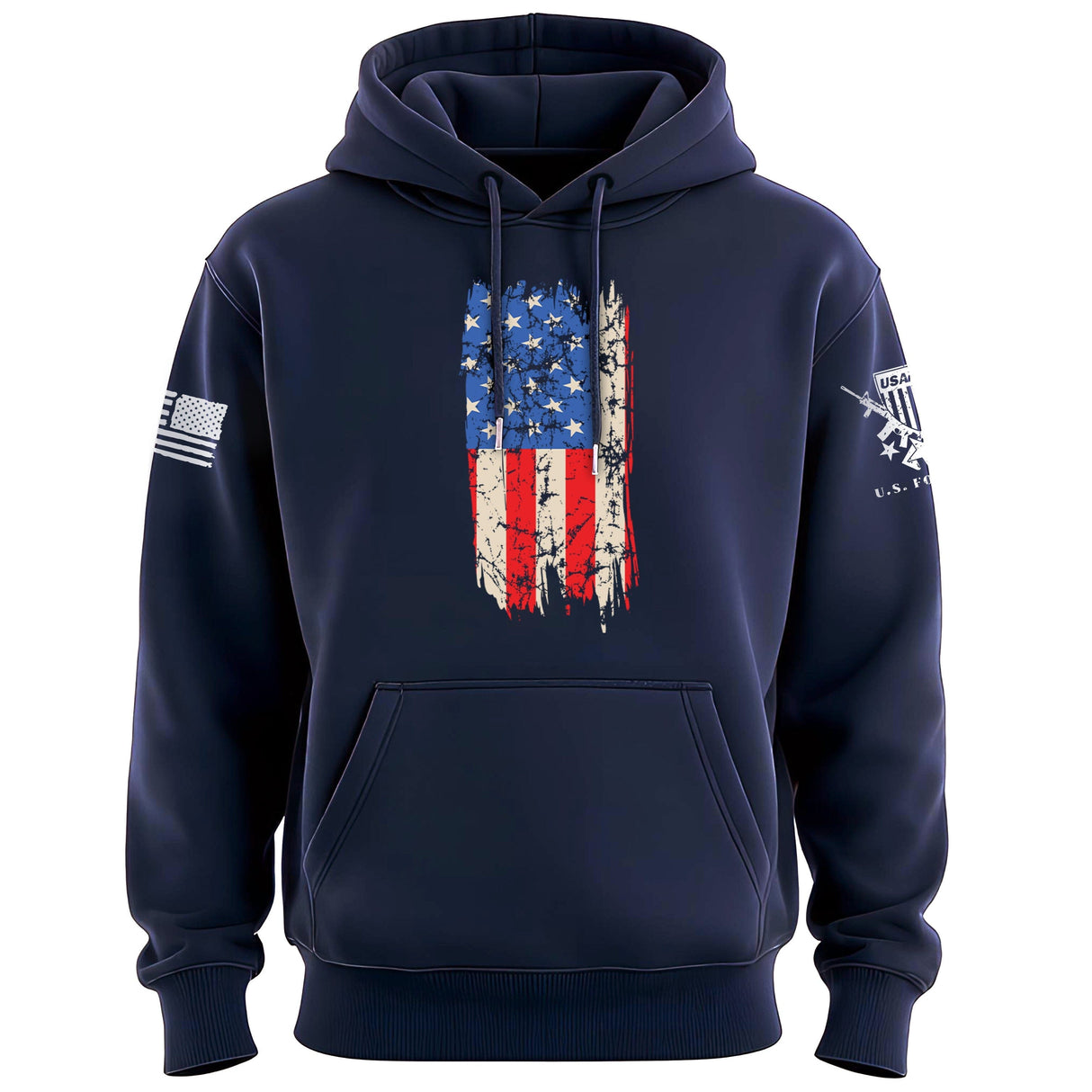 Distressed Vertical US Flag Hoodie Hoodies 
