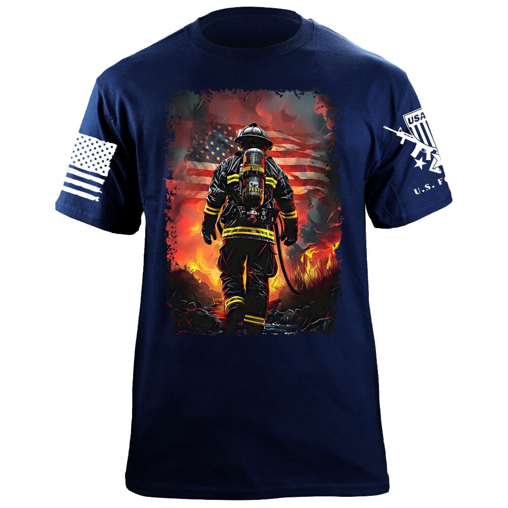 American Firefighter T-Shirt Shirts 88180-S-NAVY