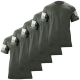 USAMM 5-Pack Blank T-Shirts in Green with Flag Sleeve Detail