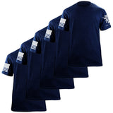 USAMM 5-Pack Blank T-Shirts in Navy Blue with Flag Sleeve Detail