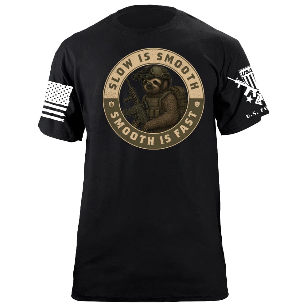Sloth Operator T-Shirt - Slow is Smooth, Smooth is Fast Shirts 86370-S-BK