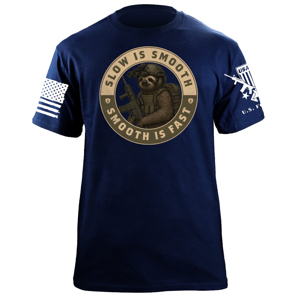 Sloth Operator T-Shirt - Slow is Smooth, Smooth is Fast Shirts 86370-S-NAVY