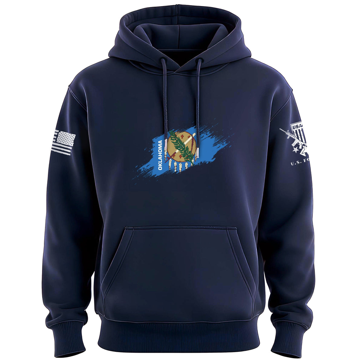 Oklahoma Flag Paint Swatch Hoodie Hoodies 100172-S-NAVY