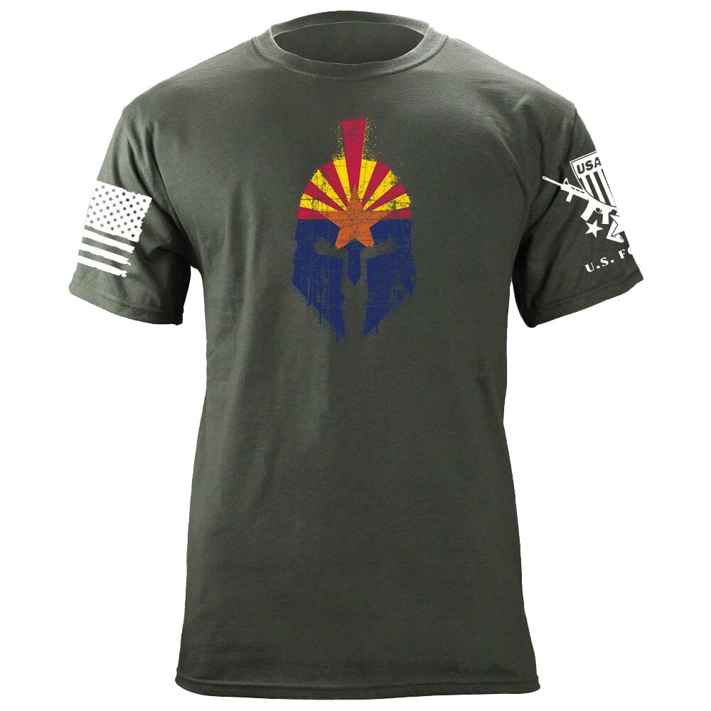 Spartan Helmet Arizona Flag Distressed T-Shirt Shirts 87086-3XL-MG