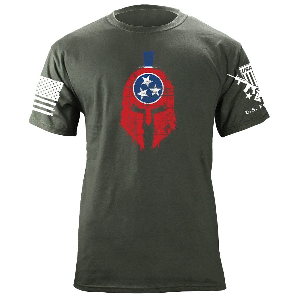 Spartan Helmet Tennessee Flag Distressed T-Shirt Shirts 87089-3XL-MG