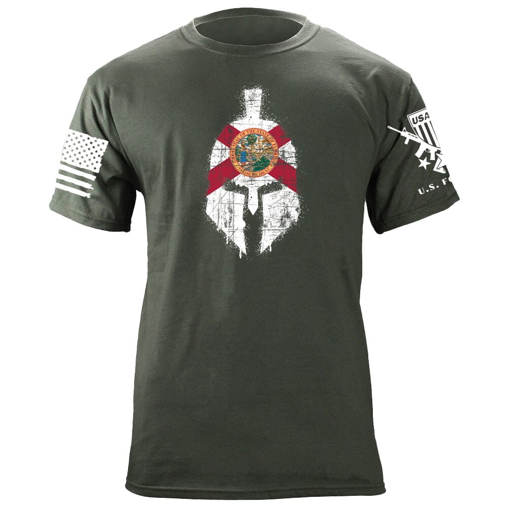 Spartan Helmet Florida Flag Distressed T-Shirt Shirts 87087-3XL-MG