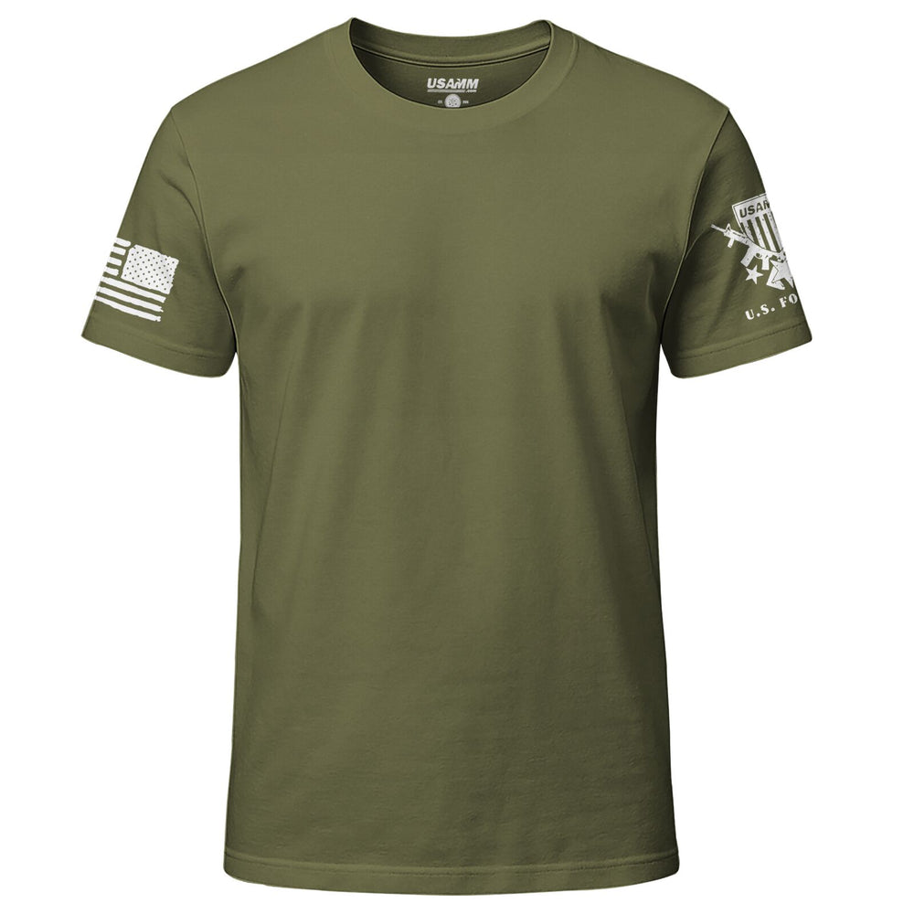 Lightweight T-Shirt laid flat with length (A) and chest width (B) marked