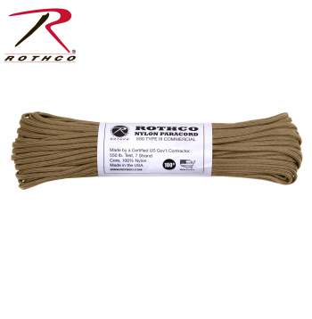 Coyote Brown 550 Paracord (100 Feet) Rope and Carabiners 