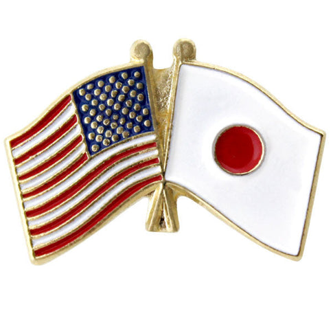 United States and Japan Crossed Flags Lapel Pin