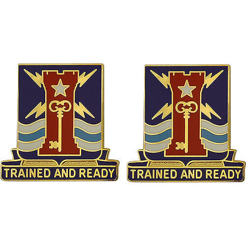 Special Troops Battalion, 4th Brigade, 1st Infantry Division Unit Crest (Trained and Ready) - Sold in Pairs