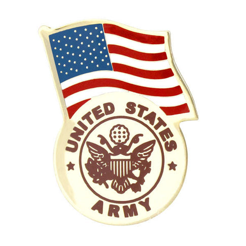 United States Flag With Army Emblem Lapel Pin