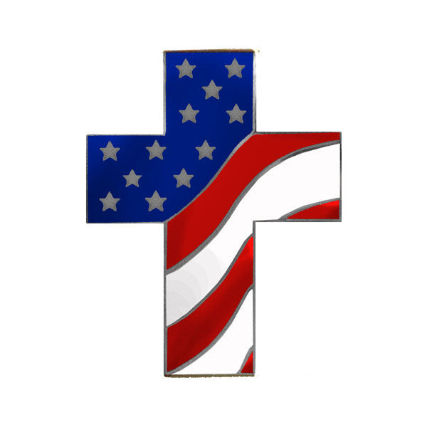 American Flag Cross Lapel Pin Pins 
