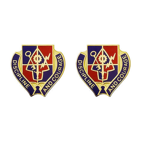 Special Troops Battalion, 1st Brigade, 2nd Infantry Division Unit Crest (Discipline and Courage) - Sold in Pairs
