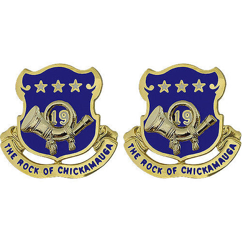 19th Infantry Regiment Unit Crest (The Rock of Chickamauga) - Sold in Pairs
