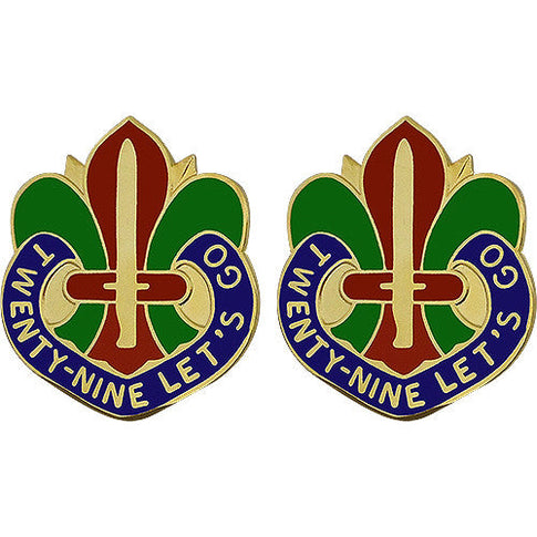 29th Infantry Division Unit Crest (Twenty-Nine Let's Go) - Sold in Pairs