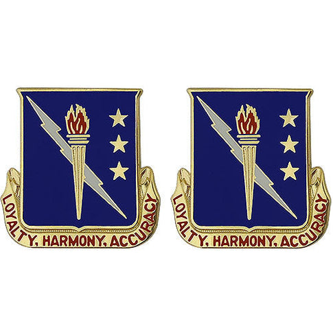 93rd Signal Brigade Unit Crest (Loyalty, Harmony, Accuracy) - Sold in Pairs