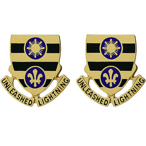109th Armor Regiment Unit Crest (Unleashed Lightning) - Sold in Pairs