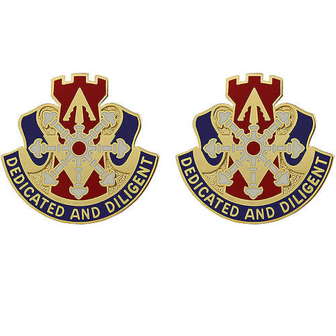 111th Engineer Battalion Unit Crest (Dedicated and Diligent) - Sold in Pairs