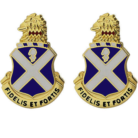 113th Infantry Regiment Unit Crest (Fidelis Et Fortis) - Sold in Pairs