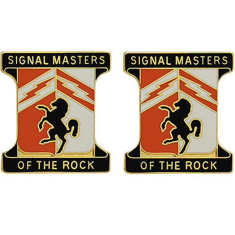 114th Signal Battalion Unit Crest (Signal Masters of the Rock) - Sold in Pairs