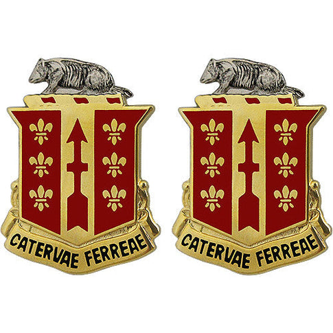 121st Field Artillery Regiment Unit Crest (Catervae Ferreae) - Sold in Pairs