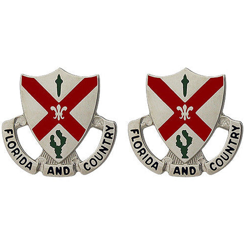 124th Infantry Regiment Unit Crest (Florida and Country) - Sold in Pairs