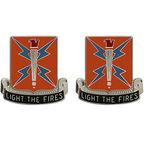 129th Signal Battalion Unit Crest (Light the Fires) - Sold in Pairs
