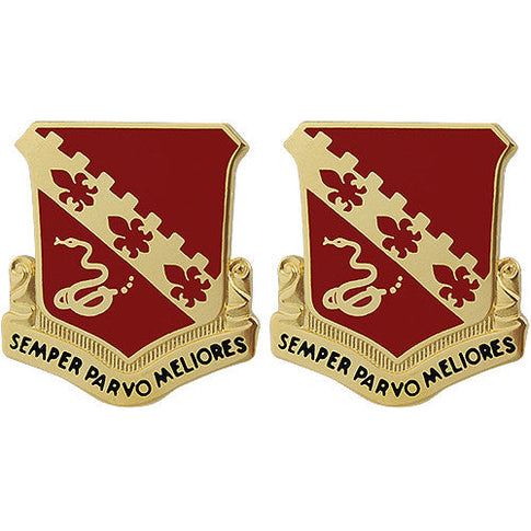 130th Field Artillery Regiment Unit Crest (Semper Parvo Meliores) - Sold in Pairs