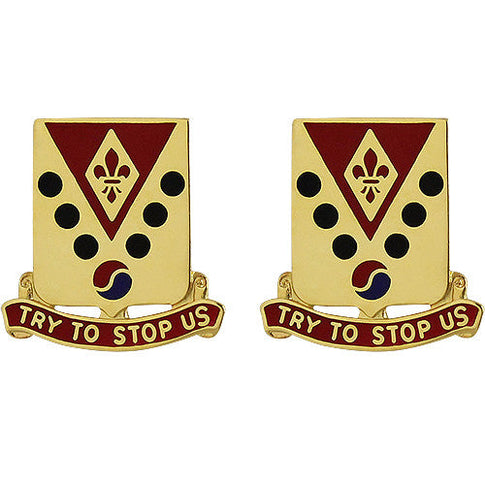 142nd Field Artillery Regiment Unit Crest (Try to Stop Us) - Sold in Pairs