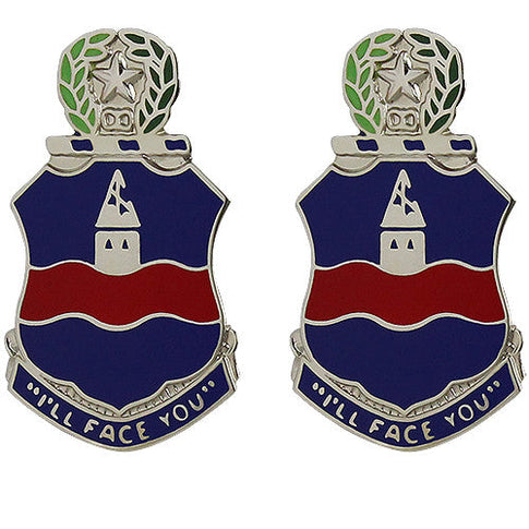 142nd Infantry Regiment Unit Crest (I'll Face You) - Sold in Pairs