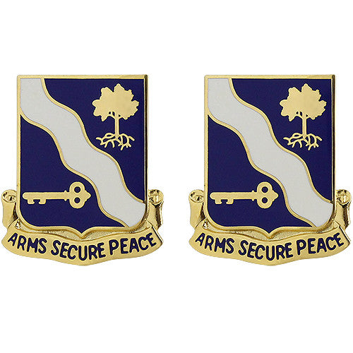 143rd Infantry Regiment Unit Crest (Arms Secure Peace) Army Unit Crests 