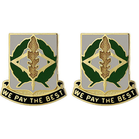 153rd Finance Battalion Unit Crest (We Pay the Best) - Sold in Pairs
