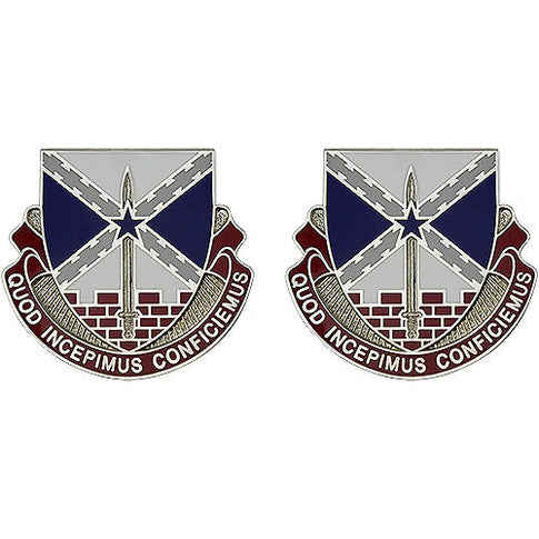176th Engineer Brigade Unit Crest (Quod Incepimus Conficiemus) - Sold in Pairs