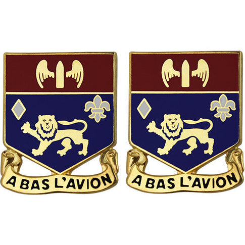 197th Field Artillery Regiment Unit Crest (A Bas L'Avion) - Sold in Pairs