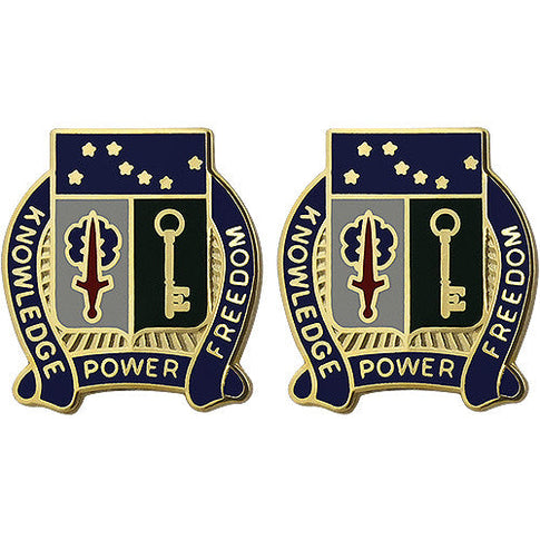 250th Military Intelligence Battalion Unit Crest (Knowledge Power Freedom) - Sold in Pairs