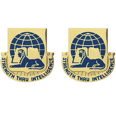 519th Military Intelligence Battalion Unit Crest (Strength Thru Intelligence) - Sold in Pairs