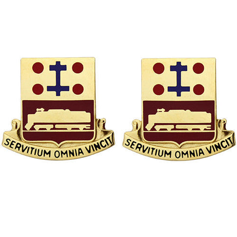 718th Transportation Battalion Unit Crest (Servitium Omnia Vincit) - Sold in Pairs