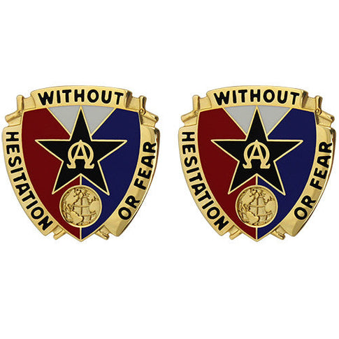 901st Support Battalion Unit Crest (Without Hesitation or Fear) - Sold in Pairs