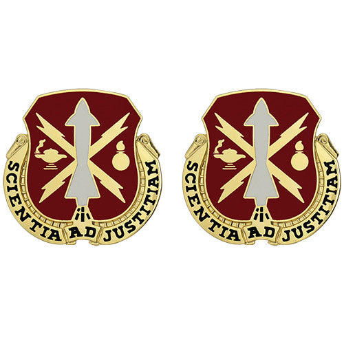 Missile and Munitions Center and School Unit Crest (Scientia Ad Justitiam) Army Unit Crests 