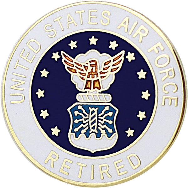 Air Force Retired with Crest 7/8" Lapel Pin Pins 