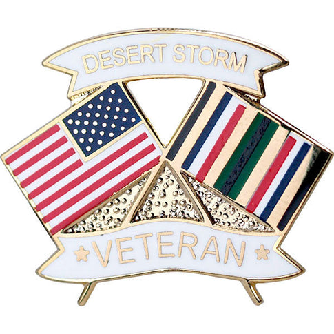 American and Desert Storm Veteran Crossed Flags 1 1/8