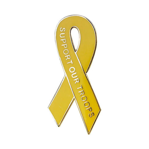 Yellow Support Our Troops Ribbon 1 1/4