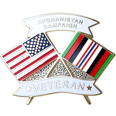 American and Afghanistan Campaign Veteran Crossed Flags 1 1/8